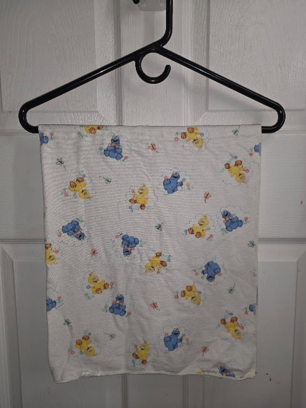 Vintage Sesame Street Babies Receiving Blanket Big Bird Cookie Monster Made USA